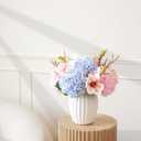 Artificial Flowers Bouquet Hydrangea Fake Flowers Rose Flowers Arrangement Table Centerpiece Living Room Decor Handheld Bouquet Ornaments (Blue1)