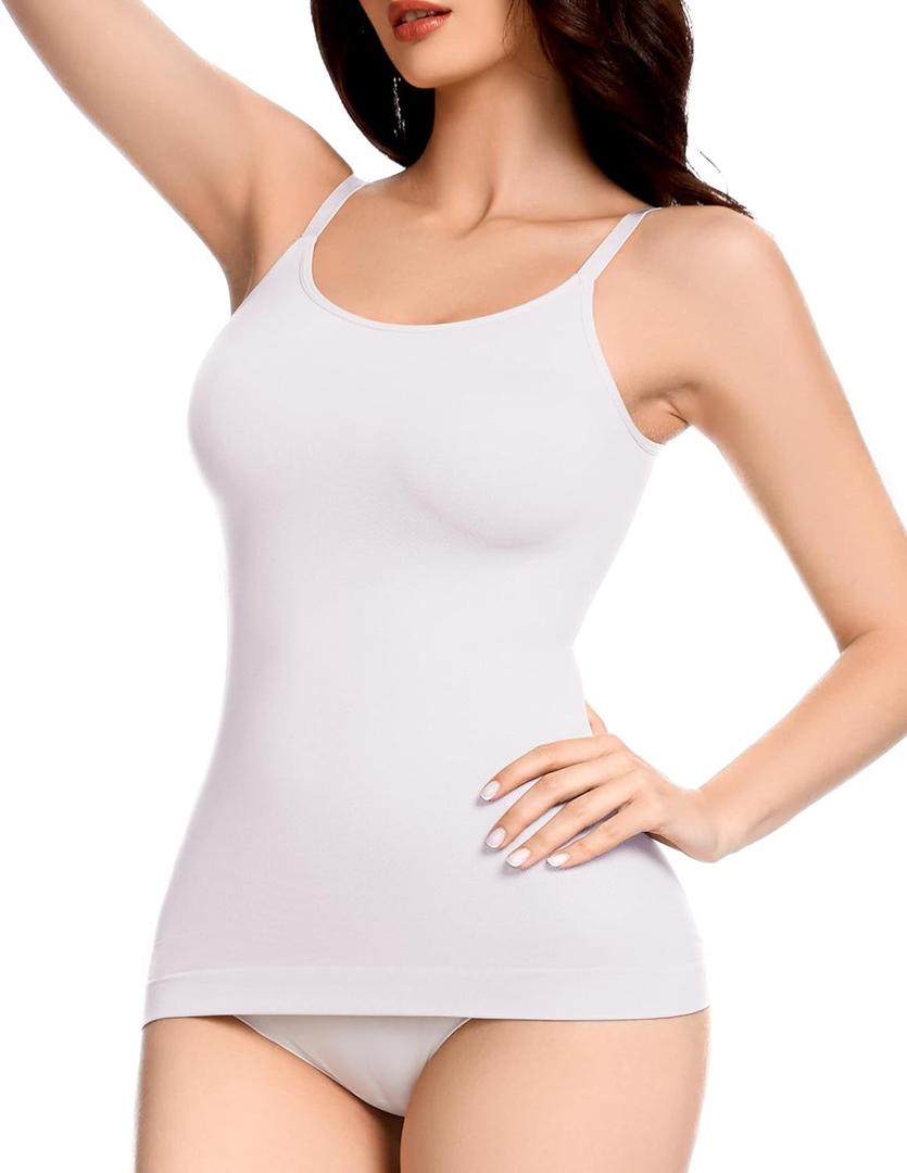 Compression Tank Tops for Women Tummy Control Shapewear Camisole Seamless Body Shaper Cami (3X-Large, White)