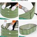 Galvanized Raised Garden Bed Outdoor - 421ft Planter Raised Beds for Gardening | Oval Metal Garden Planter Box with Safety Edging and Gloves for Vegetables Fruits and Flowers OliveGreen