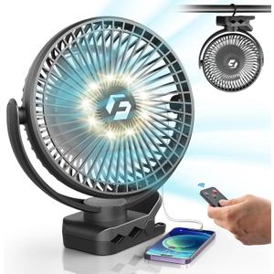 8-inch Clip-on Fan - 12000mAh Portable Rechargeable Battery With 3 Speeds and Strong Airflow, USB Small Desk Personal Quiet for Office, Stroller, Bedroom and Camping