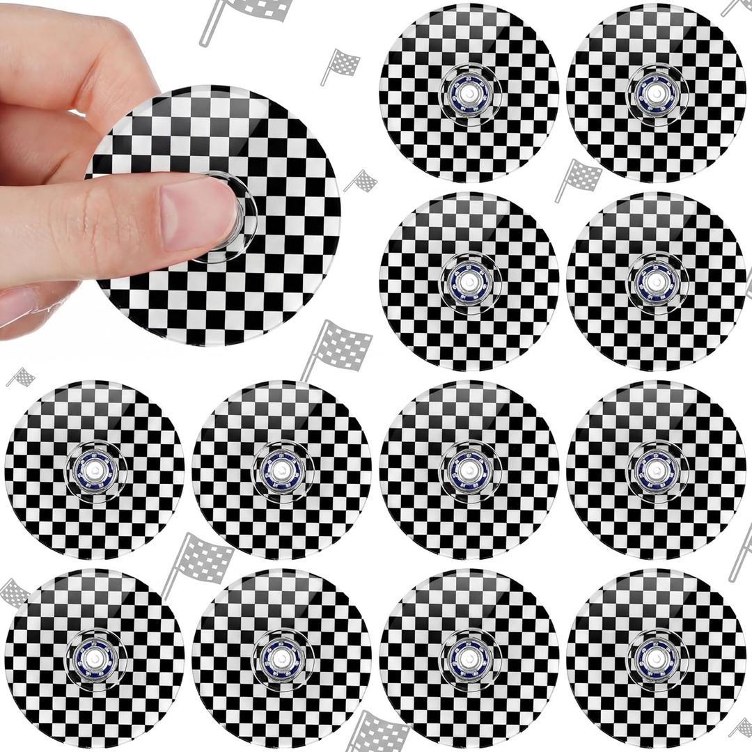 Sotiff 24 Pcs Race Car Party Favors 1.97 Inch Fidget Spinners Bulk, Black and White Checkered Fidget Toys, Goodie Bags Stuffers, Party Games, Rewards Carnival Prizes