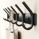 GWAAZXGZ Coat Rack Wall Mount Hooks - 15 Inch Matte Black Metal 6-Hook Organizer Wall Mounted, Modern Kids Room, Entryway & Bathroom Hanger for Beach Towels, Coats, Purses, Bags (1 Pack)