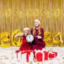 4 x Gold Tinsel Backdrop Party Decorations, Melsan 3.2 x 8 ft Foil Fringe Curtains for Birthday, Anniversary, Graduation, New Year Eve, Pack of 2