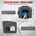 Nilight Boat Trailer Winch 3500 lbs Portable Electric Boat Winches 12 V DC Marine Winch with Synthetic Rope Remote Control Hand Crank Power-in Freewheel Waterproof Winch for Boat Trailer Towing, Gray