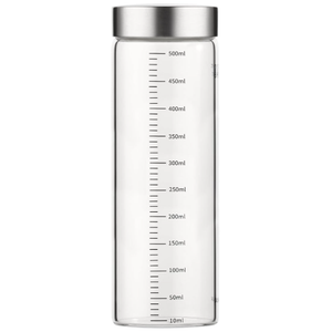 Glass Juice Bottles, 17 Oz Wide Mouth Reusable Borosilicate Glass Water Bottles Leak-Proof Stainless Steel Lid, Food Grade Safe, Fits in Cup Holder Juice Containers for Juicing, Gym