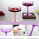 2 Pcs Ribbed Coupe Glasses, 10 oz Vintage Cocktail Coupe Glasses Set, Classic Cocktail Galssware, Bar Drinking Glasses Set Pefect , Wine, Champagne & Gift (PINK&PURPLE)