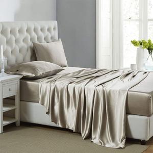 Lanest Housing Silk Satin Sheets, Queen Size Satin Bed Sheet Set with Deep Pockets, Cooling Soft and Hypoallergenic Satin Sheets Queen - Taupe