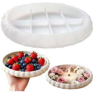 Oval Rock-Patterned Plate Mold, Tray Silicone Mold for Epoxy Resin,Large Container Storage Molds for Jewelry Candle Holder,Concrete Molds for Dessert Dish Plate DIY Art Craft