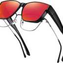 GEGURI Polarized Sunglasses Fit Over Glasses for Men Women, Oversized Square Sun Glasses UV400 Protection Shades