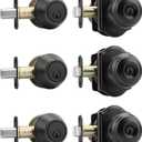 Haidms Exterior Deadbolt and Keyed Entry Bronze Door Knob Set, KeyedDifferent Entry Front Door Knobs, Deadbolt Oil Rubbed Bronze Doorknob with Lock and Key(3 Pack)