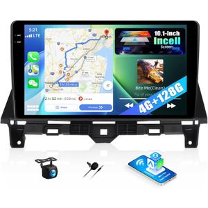 4G+128G Android Car Stereo Radio for Honda Accord 2008 2009 2010 2011 2012 2013 10.1 Inch incell Touch Screen with WiFi Bluetooth Car play Android Auto GPS Navigation Backup Camera SWC FM RDS MIC