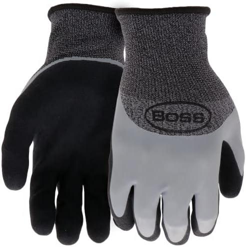 BOSS Men's Tactile Barrier Dual Layer Latex Coated Work Gloves, Water Resistant, Superior Grip, Tear Resistant