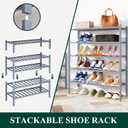 Smiry Shoe Rack, 2 Tier Bamboo Shoe Organizer, Stackable Free Standing Wooden Shoe Storage Shelf for Closet, Entryway, Front Door Entrance, Grey