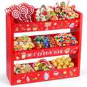 Dlerom 3 Tier Christmas Hot Cocoa Bar Wood Storage Box with 9 Compartment Hot Chocolate Bar Supplies Organizer Vintage Accessories for Home Xmas Holiday Gift Party Decoration