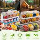 Snackle Box Container: Snack Organizer Divided Serving Tray with Ice-Pack, Portable Double-layer Tray Snackle Box for Food and Drink, Snack Platter for Travel Beach Picnic (White - 10 Tray)