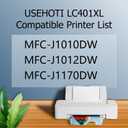 LC401XL Black Ink Cartridges, Compatible with MFC-J1010DW / J1012DW / J1170DW Printers, High Yield Replacement for Brother LC401XL LC401 Ink (2 Black, 2 Pack)