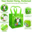 STARSIDE 8 Pack Easter Egg Hunt Bags with Handles for Kids - Reusable Non-Woven Cute Bunny Chick Carrot Tote Bags for Gift Wrapping, Easter Treats, Goodie Bags & Party Favors (7.09x5.91x7.87 Inches)