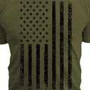 Gym Life Men's American Flag Athletic Performance Short Sleeve Workout T-Shirt, Olive Green (Green, XXXL)