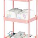 Volnamal Diaper Caddy - Plastic Diaper Organizer for Nursery Essentials, Baby Organizers and Storage, Movable Cart for Changing Table & Crib, Baby Registry Search, Pink