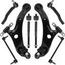 Front Lower Control Arm with Ball Joint Assembly Passenger & Driver Side + Stabilizer Sway Bar End Link + Outer Inner Tie Rod End Suspension Kit for 2004 2005 2006 2007 2008 2009 Toyota Sienna