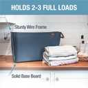 CleverMade Collapsible Laundry Basket LUXE 2 Pack 60 L (16 Gal) Foldable Cotton Blend Clothes Hamper with Vegan Leather Accents, Reinforced Handles, Space Saving Laundry Bin Holds 55 lbs - Navy