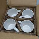 famiware Coffee Mug Set for 4, Star 12 oz Catering Mugs Cup Set with Handle for Coffee, Tea, Cocoa, Milk - Ceramic Stoneware Drinkware Set, Matte White