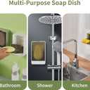 Soap Holder Dish Shower, 2 Pack Bar Soap Holder with Drainage, Self Draining Soap Holder, Wall Mounted Soap Box Tray Container for Bathroom, Bathtub Kitchen Sink, No Drilling, 4 Adhesive Include