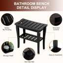 Bamboo Shower Bench Stool with Storage Shelf, Waterproof Shower Chair Spa Bath Seat, Shower Stool for Inside, Bathroom Bench Seat for Adults Elderly Seniors for Indoor or Outdoor Use(Black)