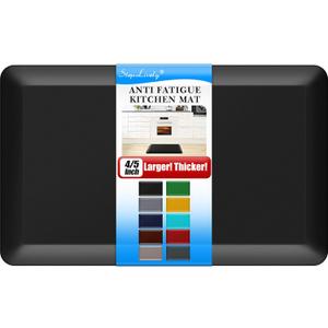 4/5 Inch Thick Kitchen Mat - Cushioned Anti Fatigue Mats for Kitchen Floor - Easy to Clean, Water Resistant, Non-Slip Kitchen Rug for Sink, Office, Kitchen (17''x24'' Black)