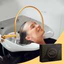 Head Spa Water Circulation Equipment, Portable Shampoo Bowl Waterfall Head Spa, Gold, Fits Shampoo Bowl for Salon and Beauty Salon (average size)
