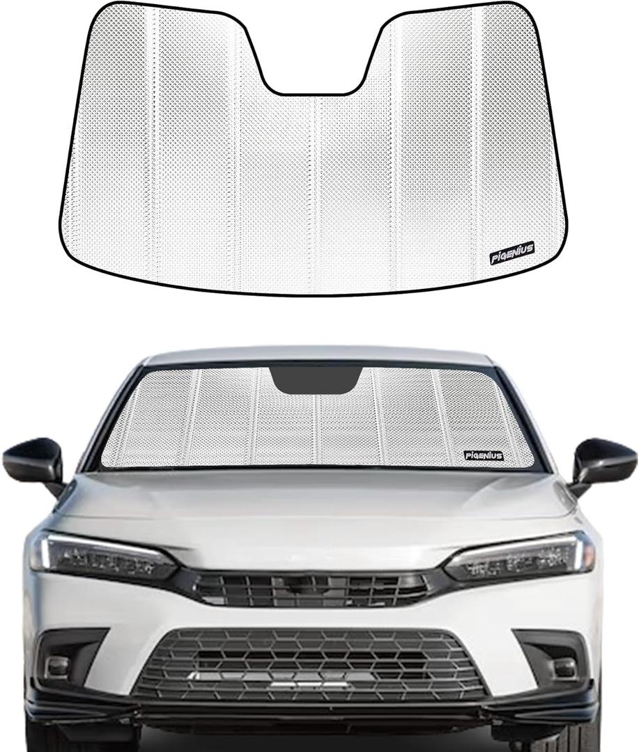 Windshield Sun Shade for 2022-2025 Honda Civic. Front Window Sunshade with Storage Bag B (Classic Shiny Silver)