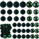 Soulchen 42 Pcs Velvet Christmas Ornaments Set Flocked Dark Green Christmas Ball Ornaments Hanging Shatterproof Xmas Ball Decor with 5 Styles in 3 Sizes for Xmas Tree Holiday Indoor Outdoor Home Decor