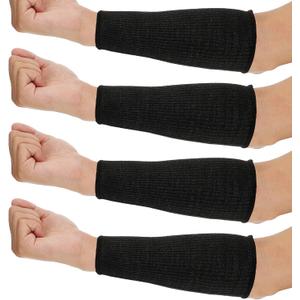 Neer 4 Pair Protective Arm Sleeves for Thin Skin Anti-Cut Burn Resistant Cover Forearm Sleeve for Cooking Construction(Black, 7.9 Inch)