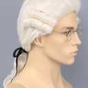 Bettecos Mens Judge Colonial Wig with Glasses Long Blonde Powdered Wavy Wig Costume Cosplay Halloween Party White Wigs (Beige)