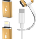 TechMatte USB C Type C to Lightning Adapter [2 Pack] 12W Charging Compatible for iPhone 14 & Previous Models iPad iPod AirPods, Not for Headphones/OTG Android Anti-Lost Holder, Light Yellow