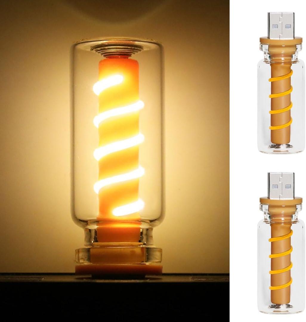 Zosppei 2 PCS Retro Car Lamps,Plug-in USB Led Interior Atmosphere Lights with Touch and Dimmable,Car USB Night Light,Portable Mini LED Interior Lamps,Warm White