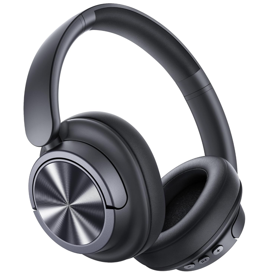 bmani Hybrid Active Noise Cancelling Headphones,120H Playtime Wireless Headphones Bluetooth 6.0 with Power Display, 6Mic ENC Calls, 360° Spatial Audio Over Ear Headphones Headset for Travel Game