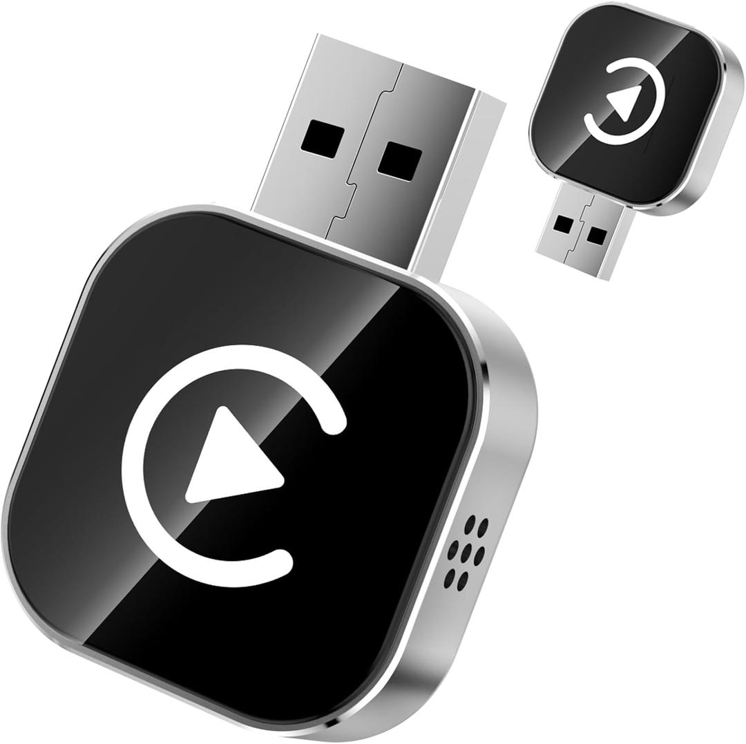 Wireless Carplay Adapter for iPhone,Carplay Wireless Adapter for Car with Wired CarPlay,Mini Compact Design with USB/Type-C Port,Plug and Play,Stable Connection & No Delay-Silver