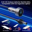 Starlink Mini Cable, 3 in 1 Starlink Mini Car Charger DC Power Cable+ Cigarette Lighter Adapter 12V-48V with Digital Display, Durable USB C PD 40W and USB A 35W Ports for Trucks and Cars (13.1FT)