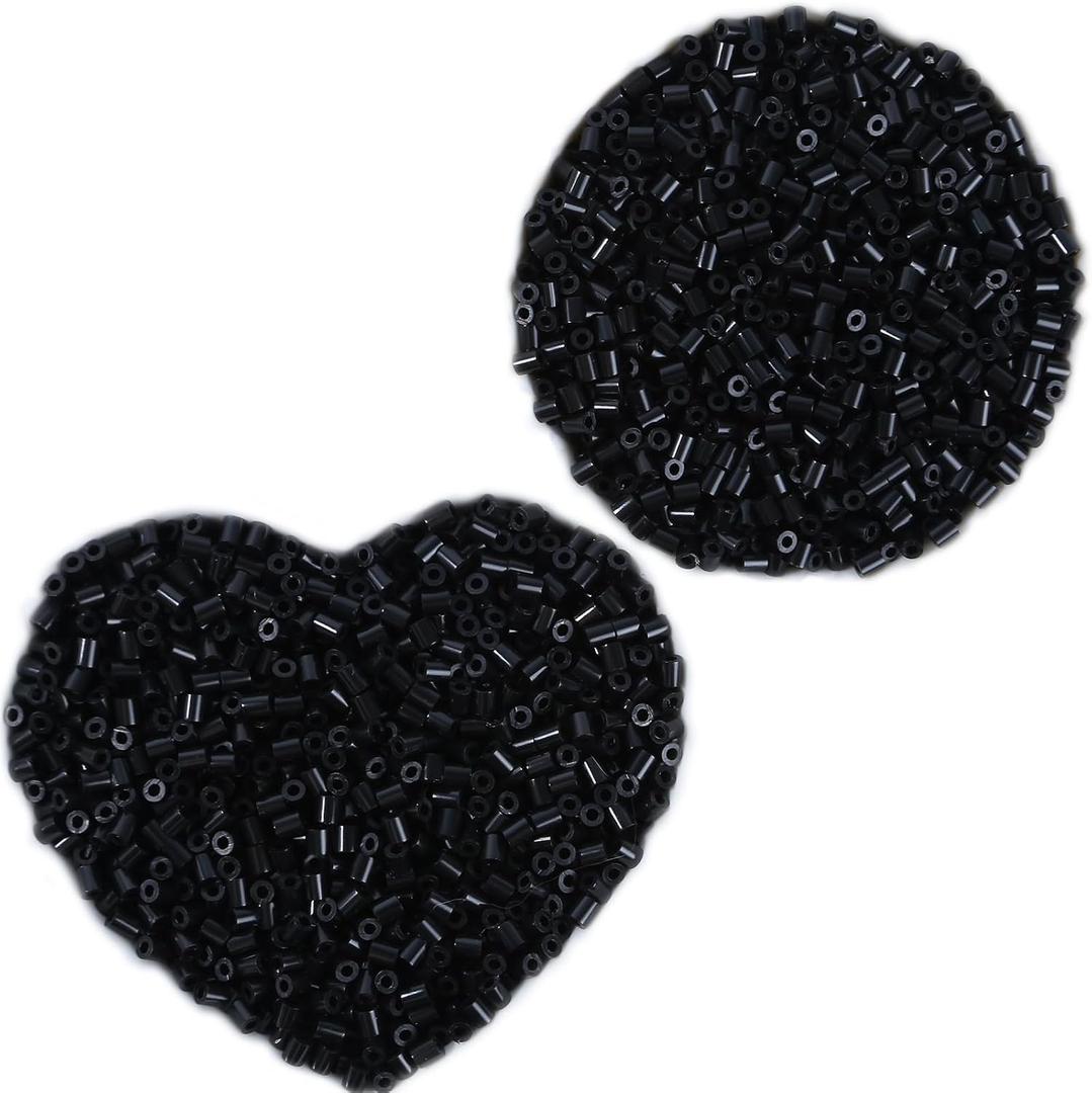 Fuse Beads Melting Beads Refills for 2.6 or 5 mm Fuse Bead Board for Crafts (8000, Black, 5mm)