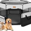 Dog Playpen, Portable Pet Play Pen for Cat, Puppies, Rabbits, Chickens, Foldable Large-Capacity Pet Tent for Indoor/Outdoor Travel Camping (Medium, Black)