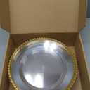 Gerrii 50 Pcs Clear Charger Plates 13 Inch Plastic Round Dinner Plates with Beaded Rim Dinner Table Decorative Charger for Home Wedding Kitchen Birthday Bridal Shower Party Table Supply (Gold)