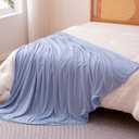 Amazon Basics Cooling Blanket for Hot Sleepers, Reversible Lightweight Thin Throw Blanket for Bed, Couch and Sofa, Twin XL (60" x 90"), Blue