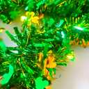 33FT Glitter St.Patrick's Day Tinsel Garland Decorations Green & Gold Shamrock Clover Metallic Twist Shamrock Garland for Irish Festival Party Tree Mantle Office Parade Floats Ornaments