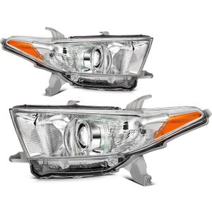 Headlight Assembly Fit with 2011-2013 for Toyota Highlander Color Amber Pair 81170-0E070 81130-0E120