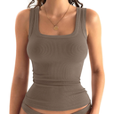 Womens Square Neck Ribbed Tank Tops Sleeveless Basic Tops Sexy Slim Fit Summer Clothes 2025 Large