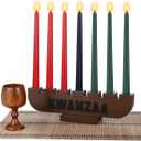 10 Pieces Kwanzaa Kinara Set Wooden Kwanzaa Candle Holder Kwanzaa Celebration Decorations