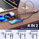Dual Type-C 4 in 2 USB A/C Multi Charging Cable, Charging Cords for Multiple Devices with Dual Type-C/IP/Micro USB Cable, Multiple Phone Charger Cord for iPhone17-11/Android/Travel/Car/Home- 2Pcs 5FT