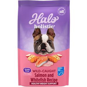 Halo Holistic Small Breed Dog Food, Wild Caught Salmon & Whitefish Recipe, Grain Free Dry Dog Food, for Healthy Weight Support, 3.5 lb Bag (EXP 08/30/26)