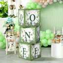 AmazingSpark One Lucky Duck Birthday Decorations Box Sage Green Boxes with Letters for Baby Shower Mallard Duck Hunting Party Blocks Centerpiece Decor for 1st Birthday Gender Reveal Party Favors